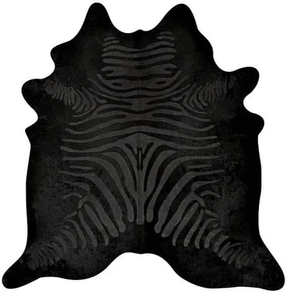 Metallic Zebra Black on Black Cowhide Rug fire pit, outdoor fire bowl