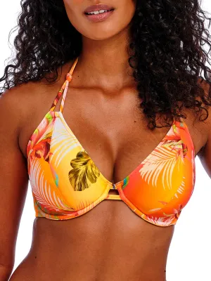 Miami Sunset Halterneck Bikini Top - Papaya