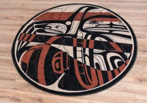 Mike Dangeli - Northern Stripes Round Area Rug - Red & Black serving tray, cheese board
