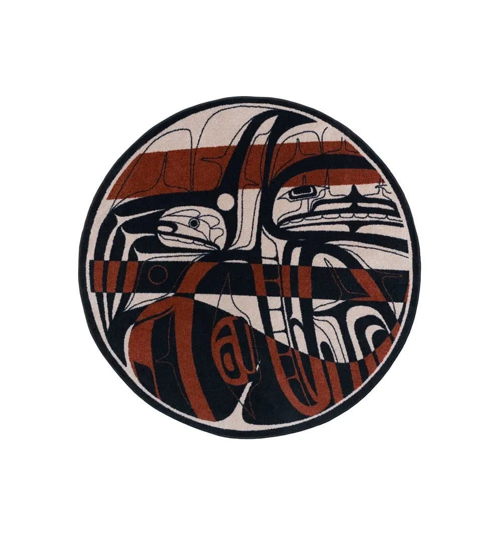 Mike Dangeli - Northern Stripes Round Area Rug - Red & Black