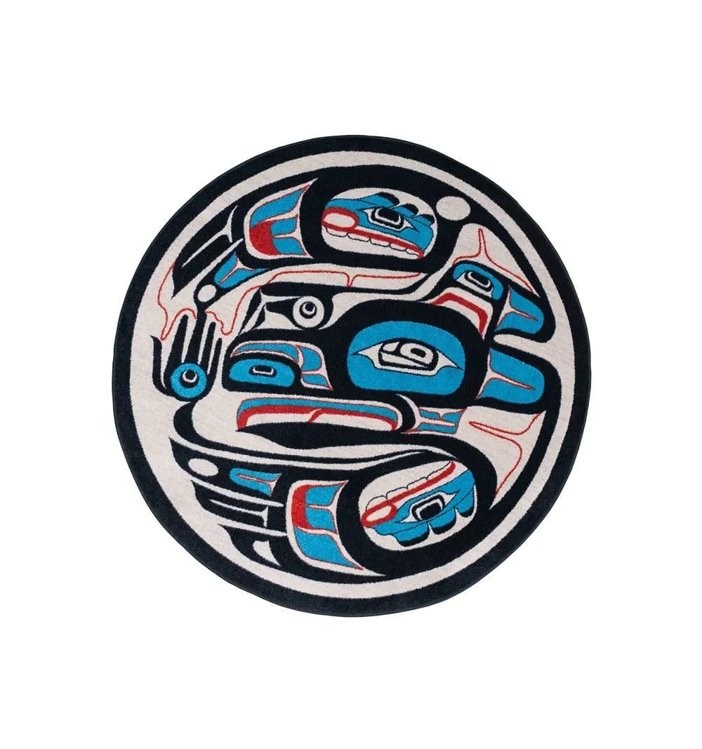 Mike Dangeli - "Raven" - Red & Blue Round Area Rug