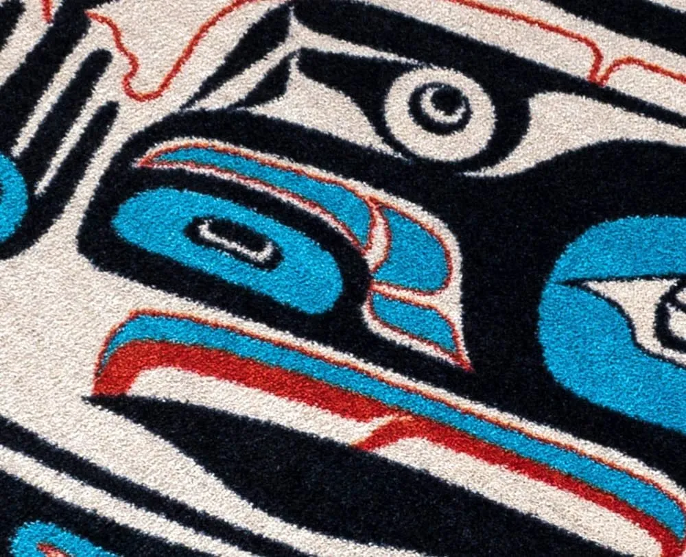 Mike Dangeli - "Raven" - Red & Blue Round Area Rug