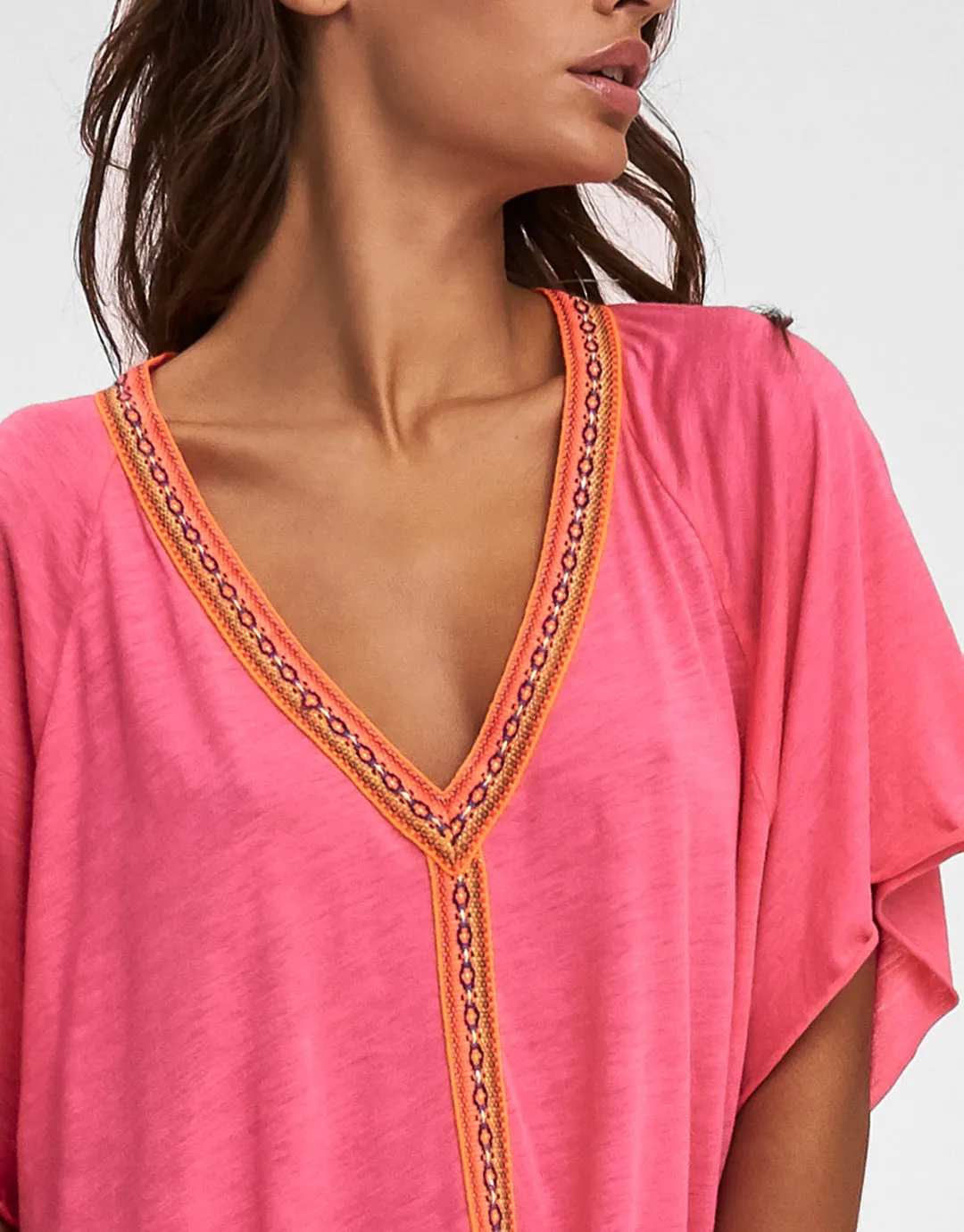 Mini Pima Abaya Dress - Hot Pink