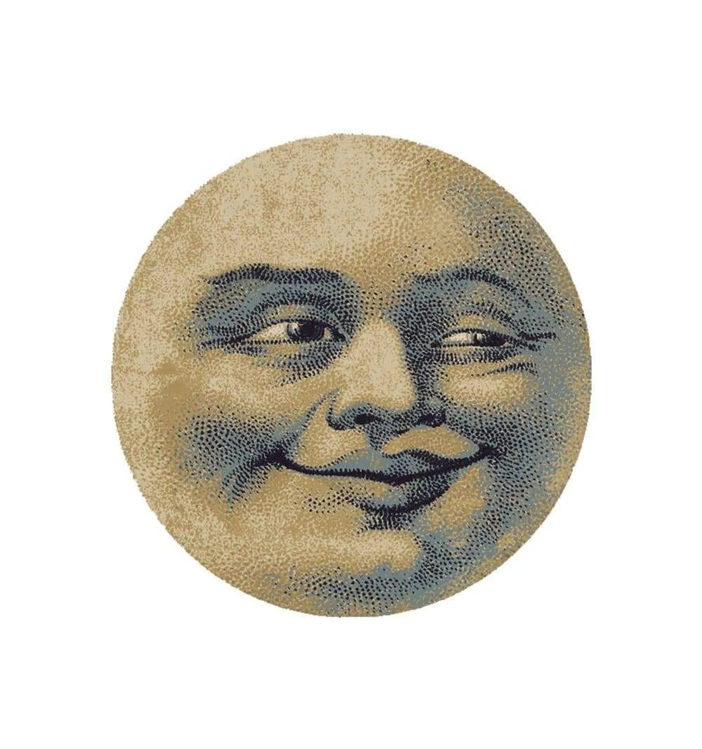 Moon Face 6' Round Area Rug