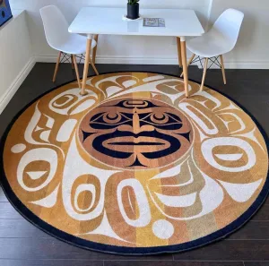 Moon Mask Round Area Rug - (Available in Two Colors) serving tray, cheese board