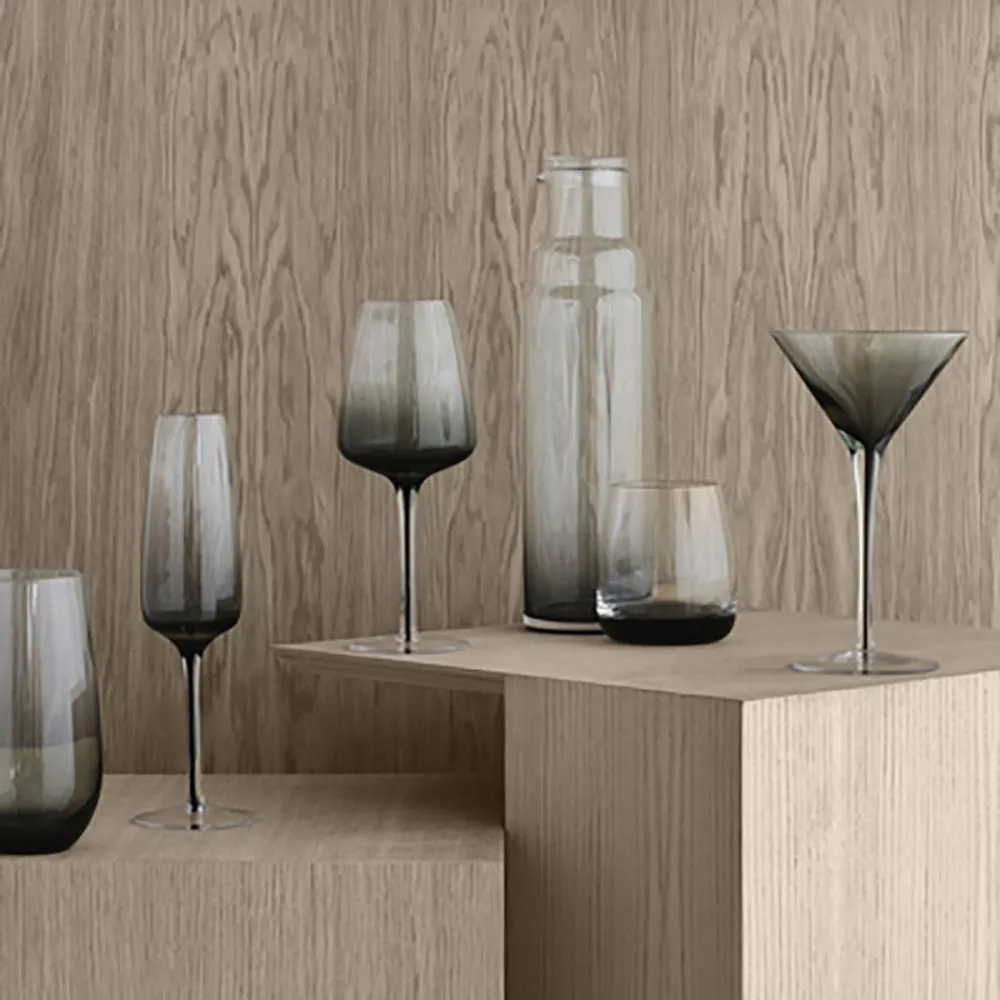 Mouth Blown Red Wine Glass, Smoke
