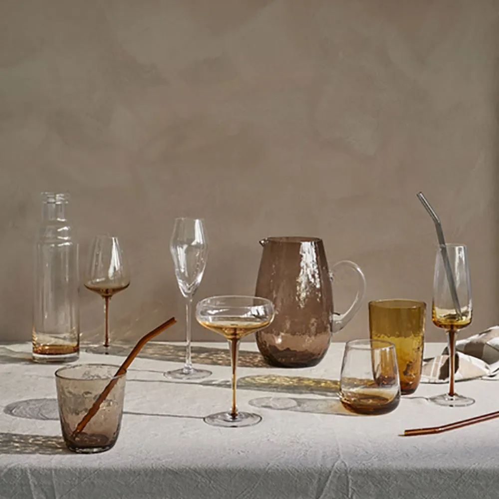 Mouth Blown Short Tumbler, H9.5cm, Amber