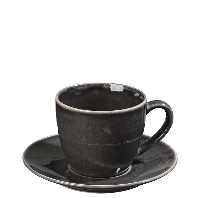 Nordic Coal Tea Cup & Saucer, 150ml, Black TV cabinet, media console