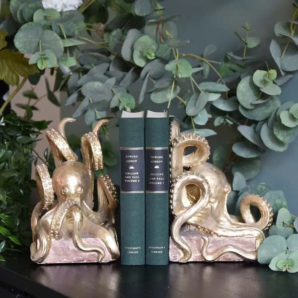 Octopus Design- Gold Bookends