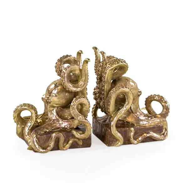 Octopus Design- Gold Bookends