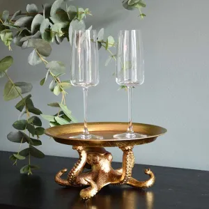 Octopus Holding Plate Antique Gold kitchen essentials, utensils set