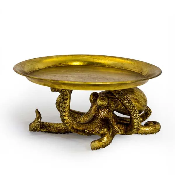 Octopus Holding Plate Antique Gold