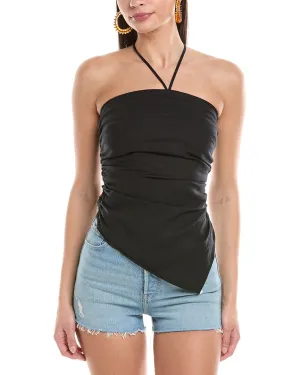 Onia Air Asymmetrical Halter Linen-Blend Top