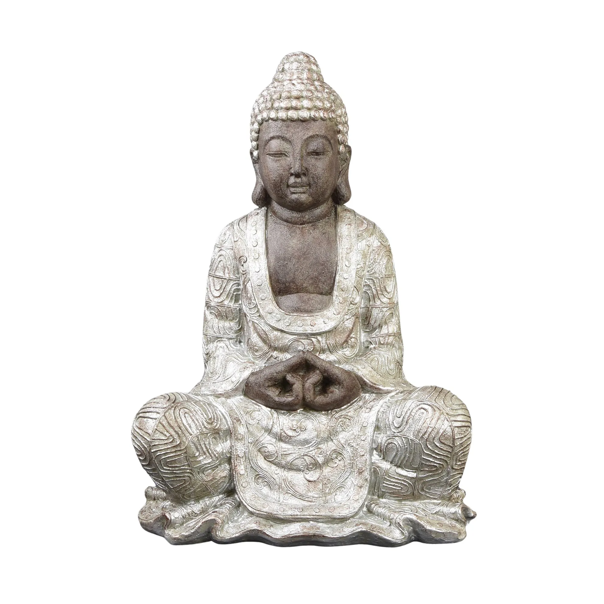 Opulent Black and Silver Sitting Buddha