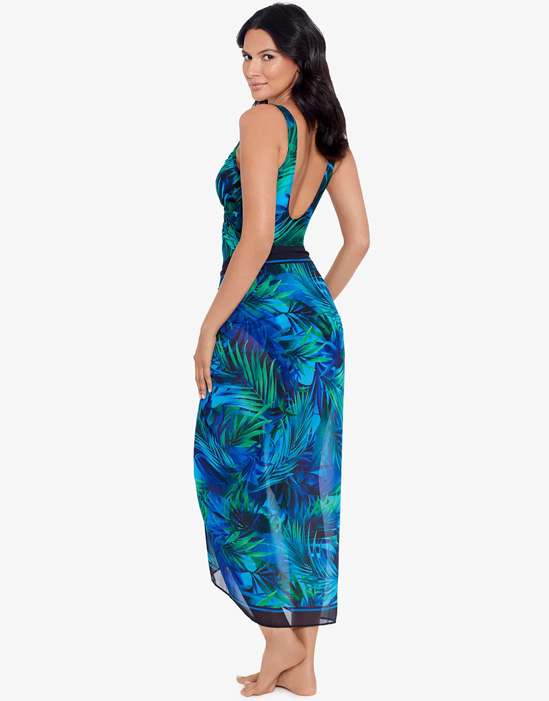 Palm Reeder Sarong - Blue and Green