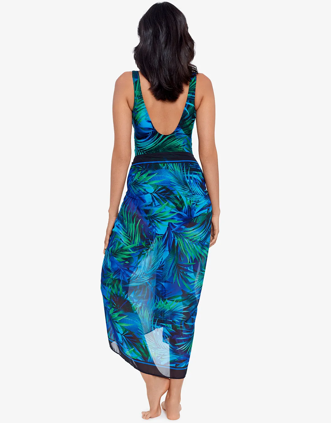 Palm Reeder Sarong - Blue and Green