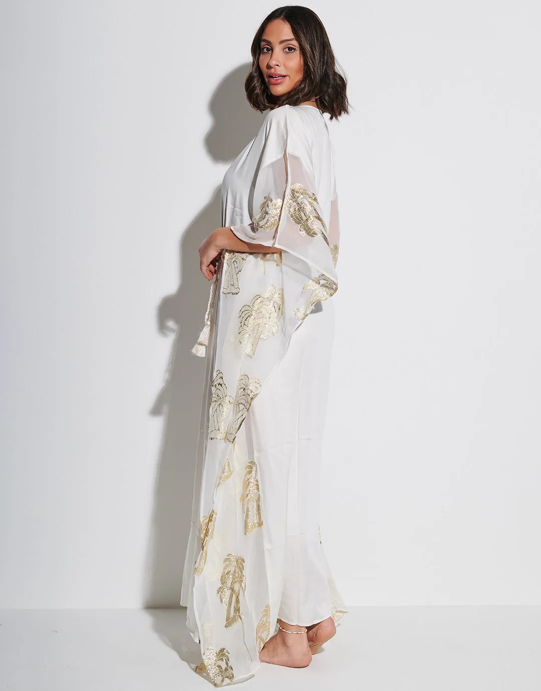 Palm Tree Kaftan - White