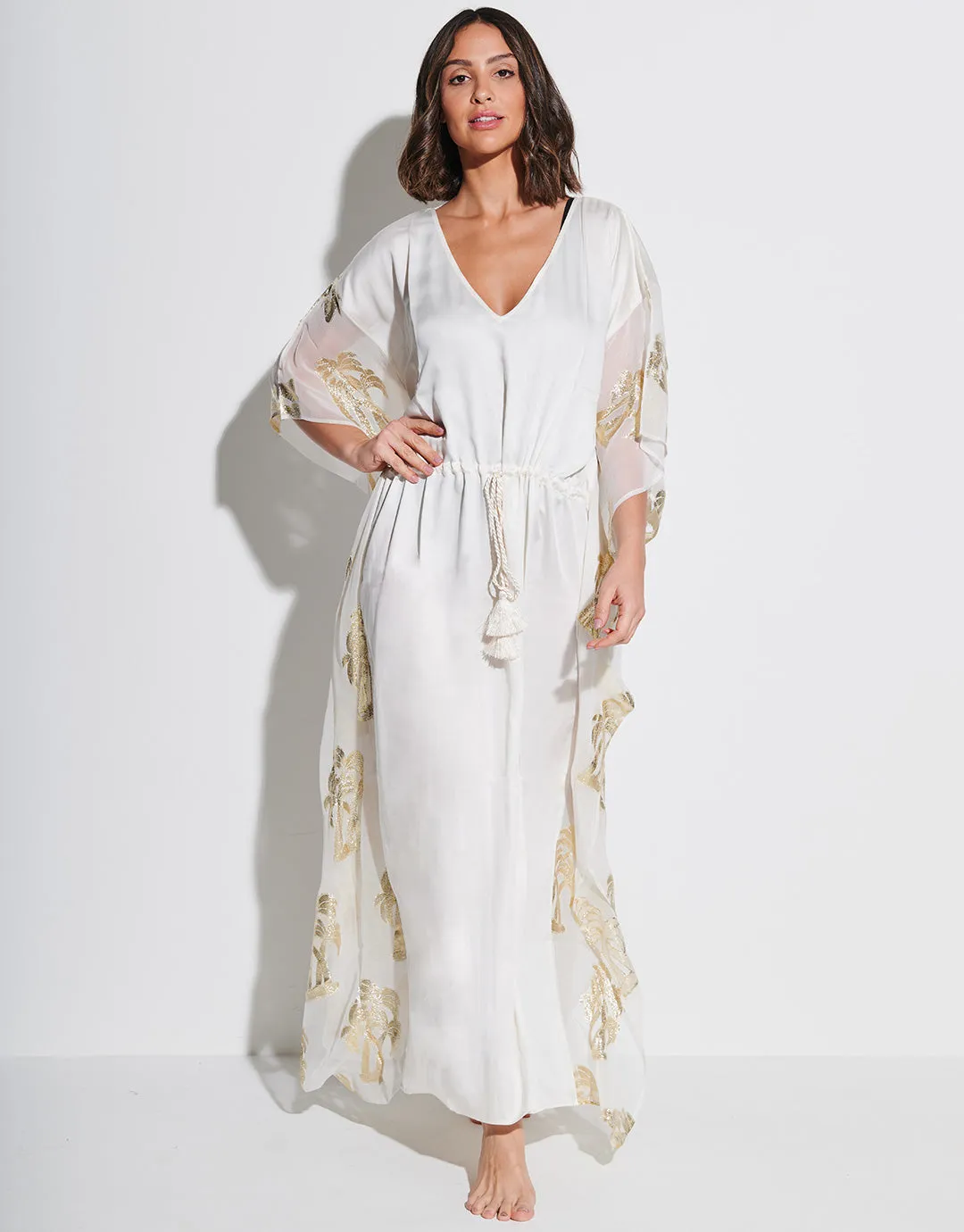 Palm Tree Kaftan - White