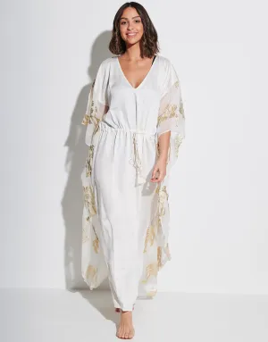 Palm Tree Kaftan - White