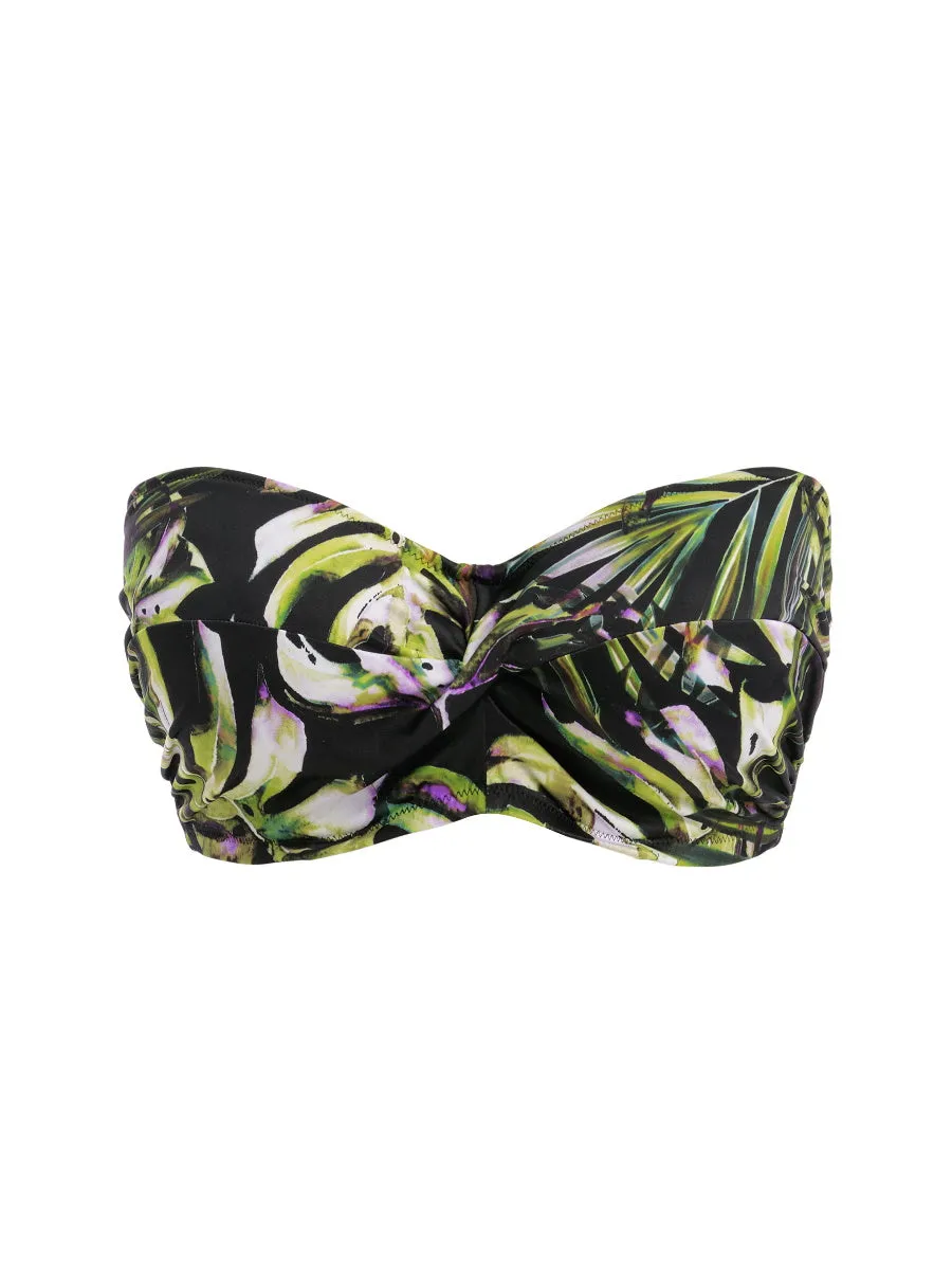 Palm Valley Twist Bandeau Bikini Top - Black