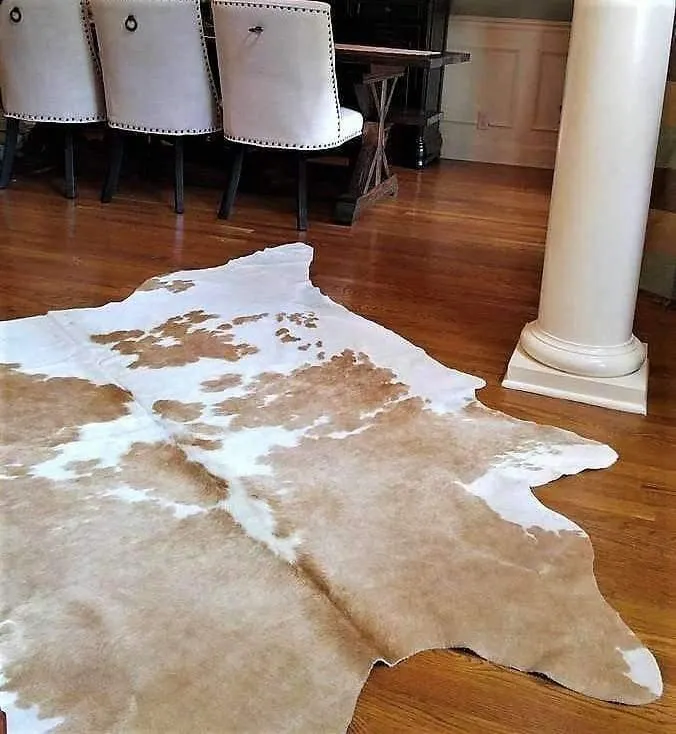 Palomino and White Brazilian Cowhide Rug