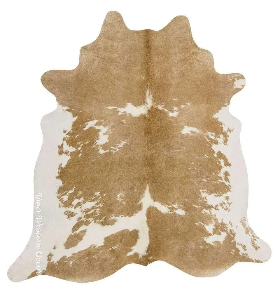 Palomino and White Brazilian Cowhide Rug sectional couch, U-shape sofa