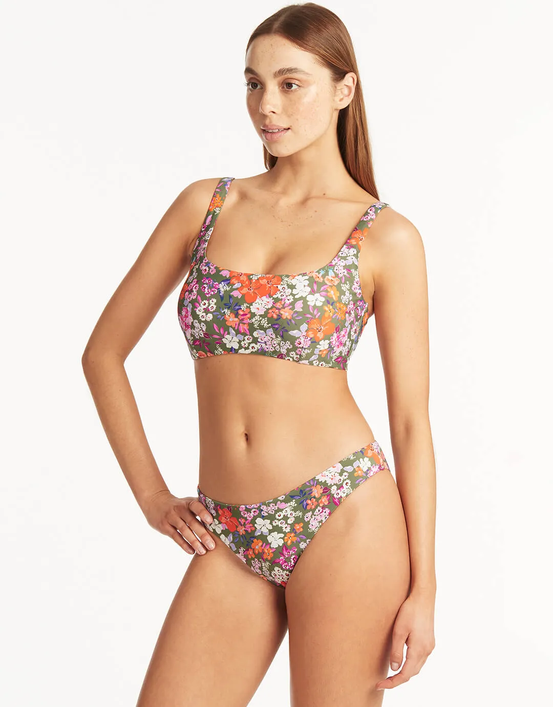 Parkland Low Square Neck Bikini Top - Khaki