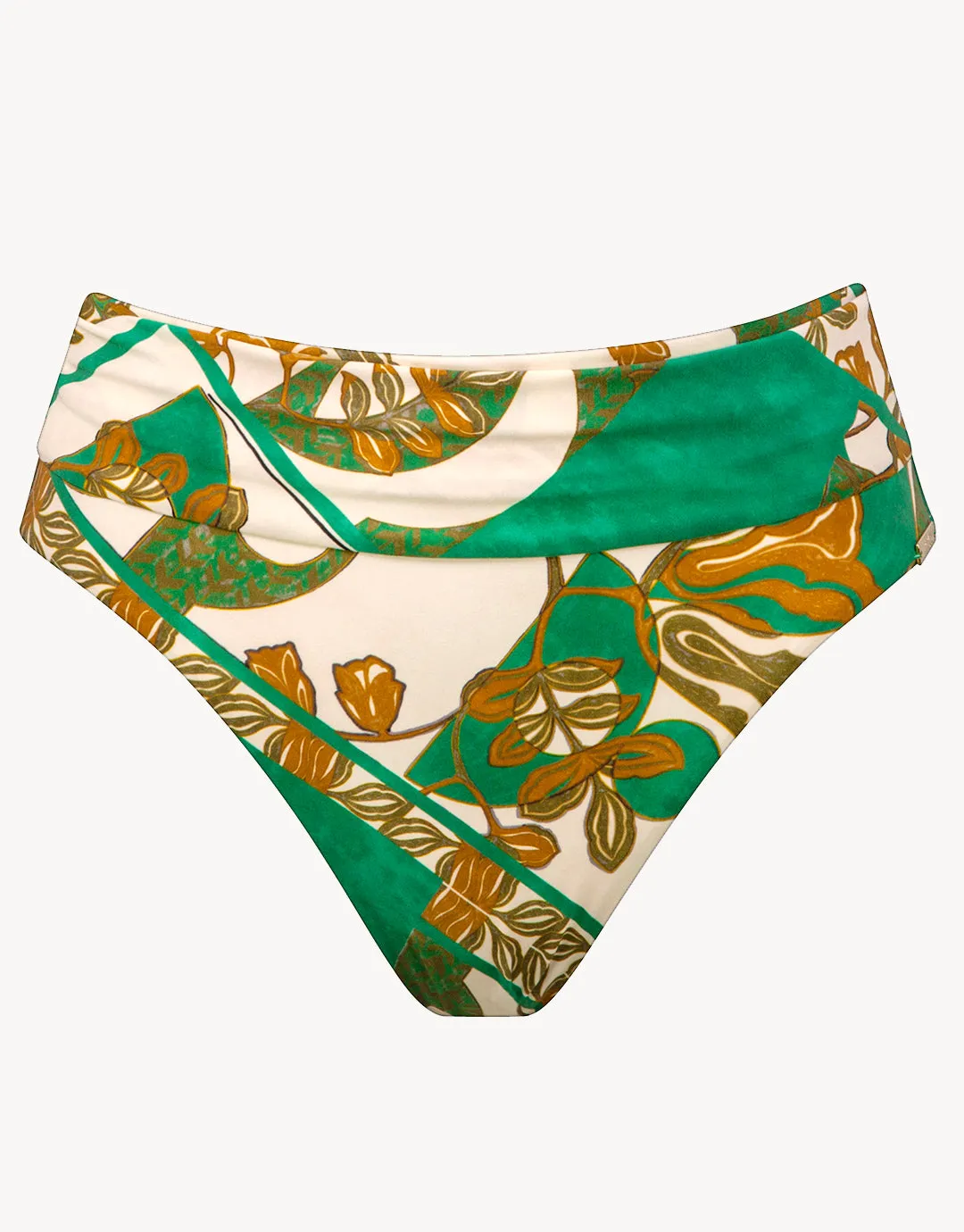 Perceptions Ruched Band Bikini Pant - Cream and Green