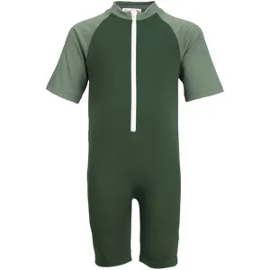 Petit Crabe Forest/Army Multi Color Onesie with Zipper