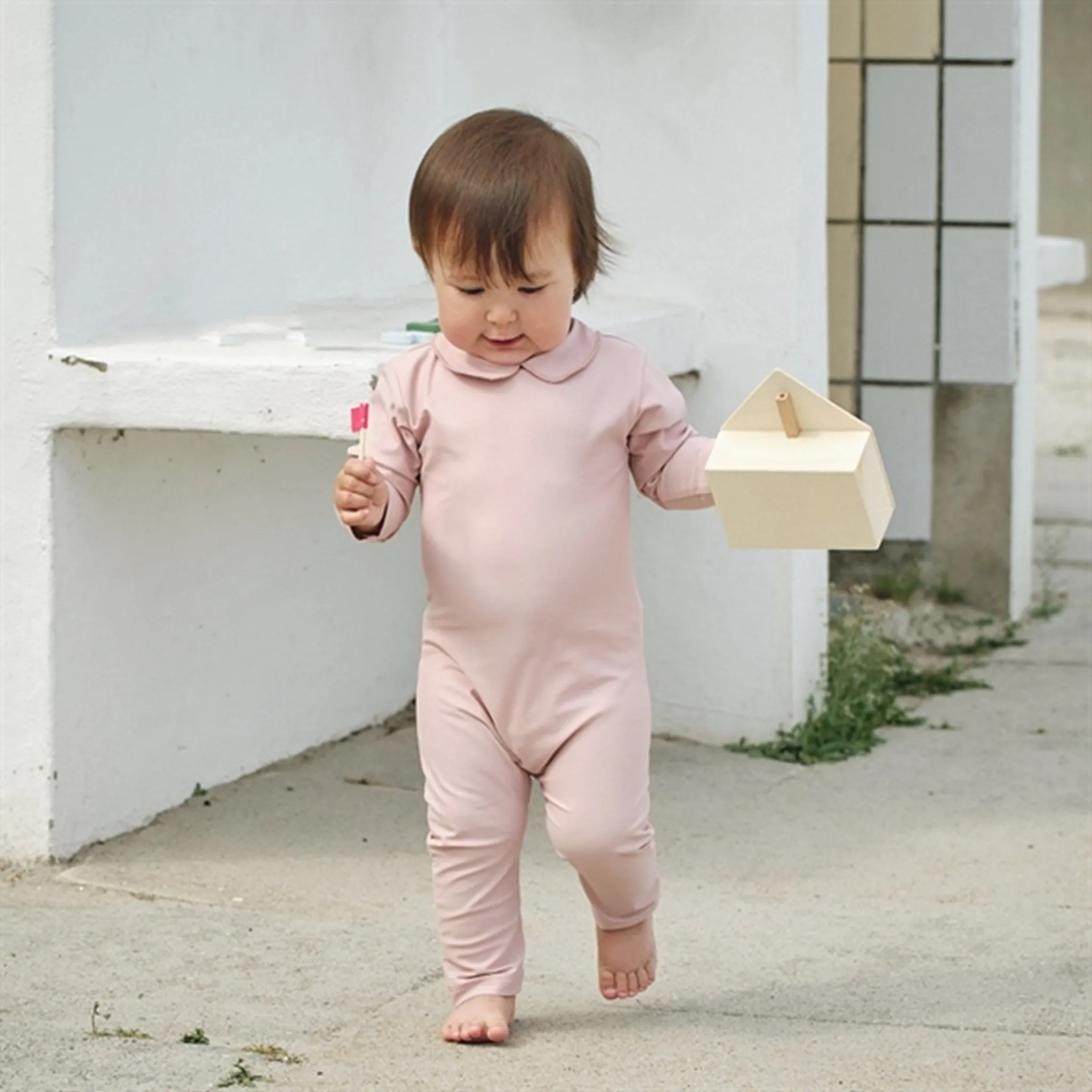 Petit Crabe Rose Nude Palma Onesie with Zipper