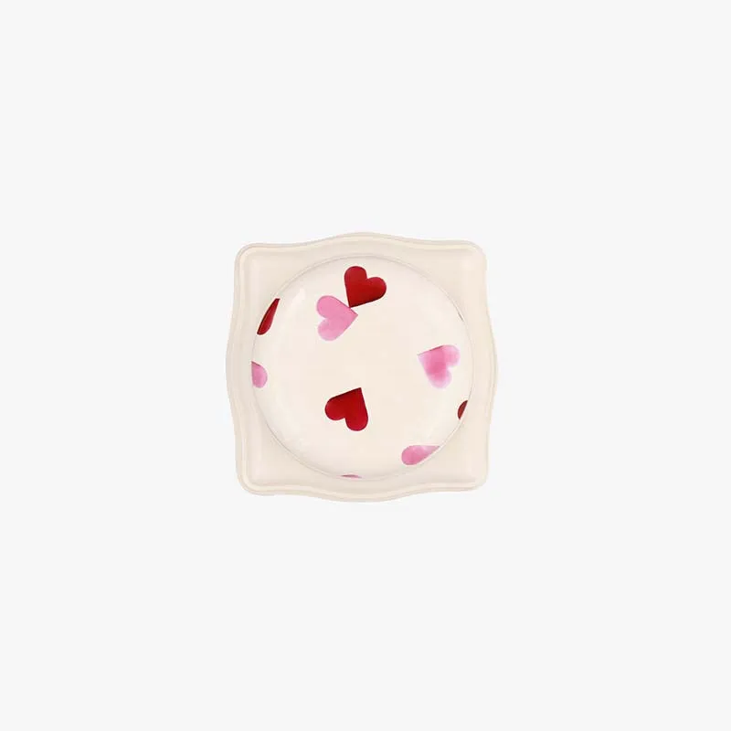 Pink Hearts Dome Lid Wavy Caddy, 10cm x 10cm x 11cm