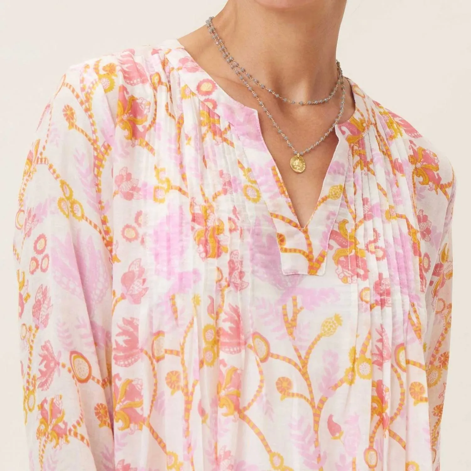 Pintuck Beach Cover Up In Pink