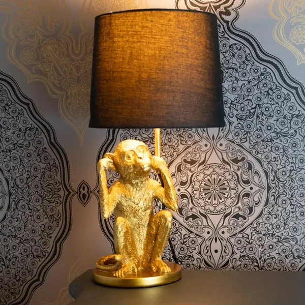 Playful Elegance with Black Monkey Lamp with Matching Shade