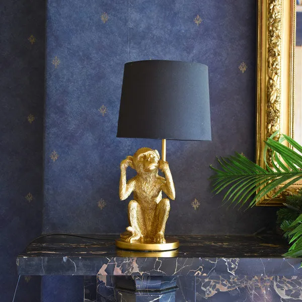 Playful Elegance with Black Monkey Lamp with Matching Shade