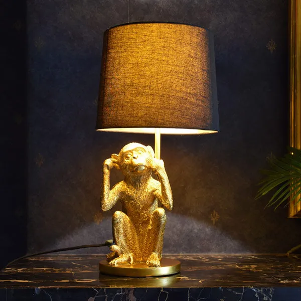 Playful Elegance with Black Monkey Lamp with Matching Shade