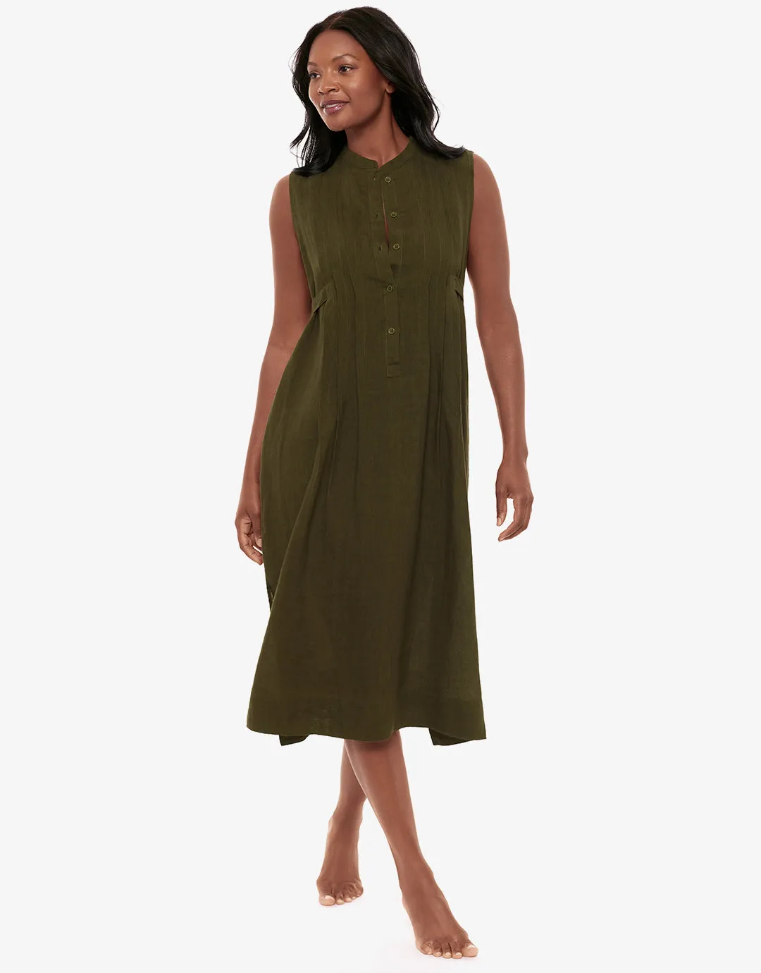 Pleated Beach Dress - Nori