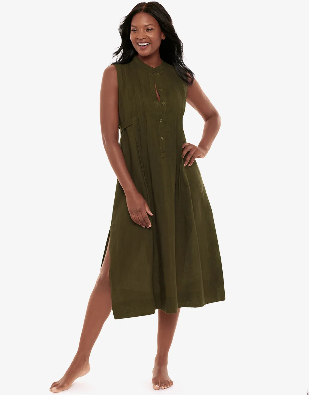 Pleated Beach Dress - Nori
