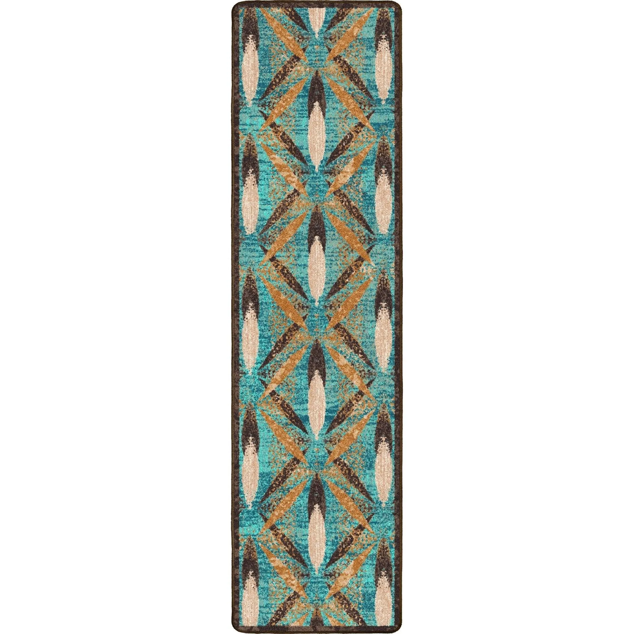 Plumas Turquoise Feathered Floor Runner sectional couch, U-shape sofa