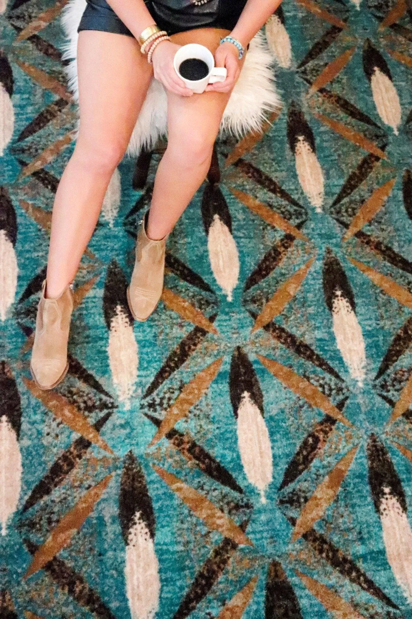 Plumas Turquoise Feathered Rugs
