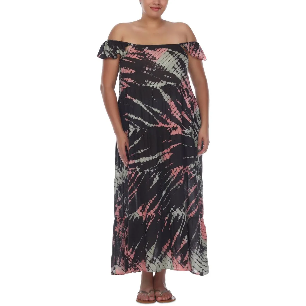 Plus Womens Tie-Dye Dress Cover-Up