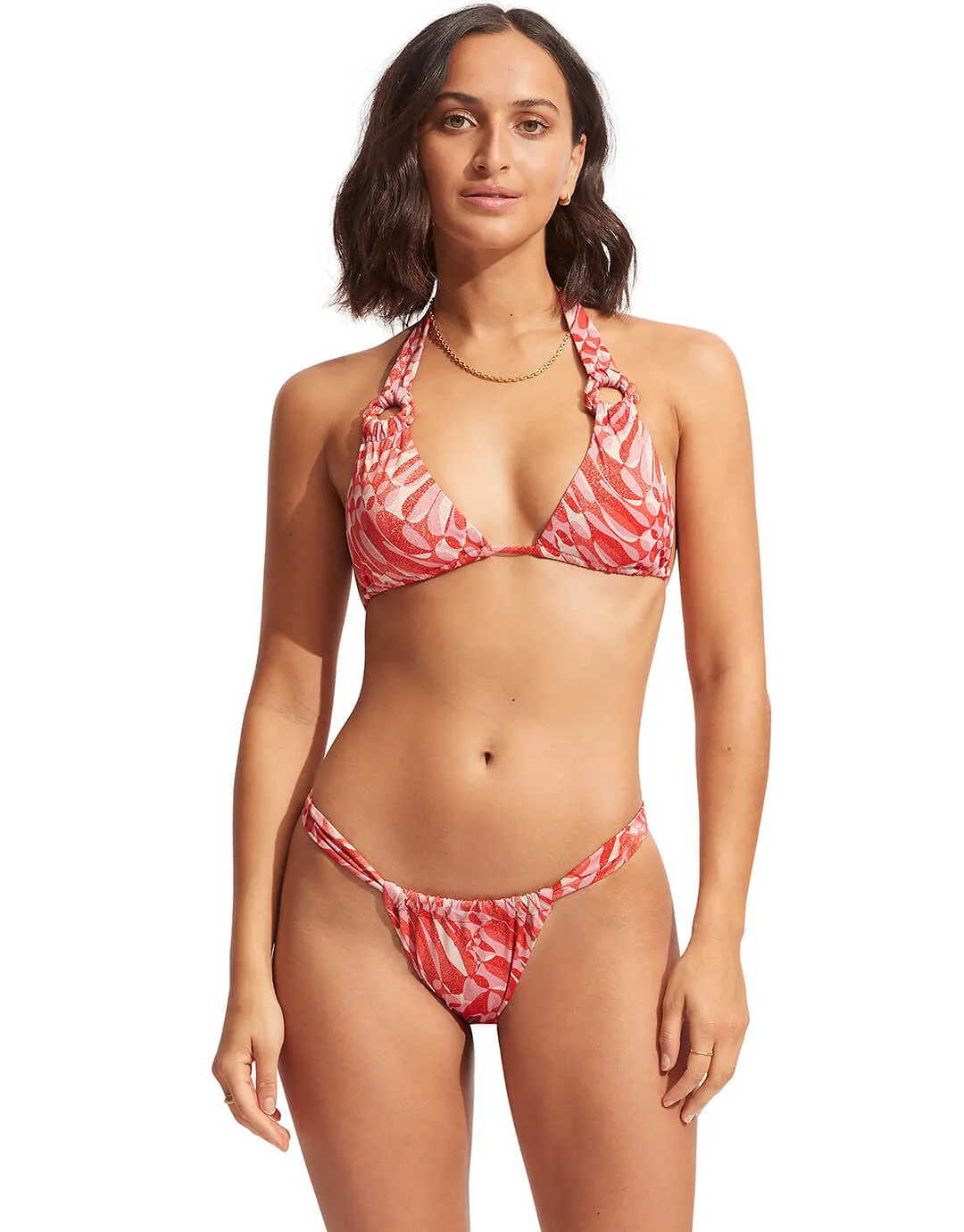 Poolside Slide Tri Bikini Top - Pink Chintz