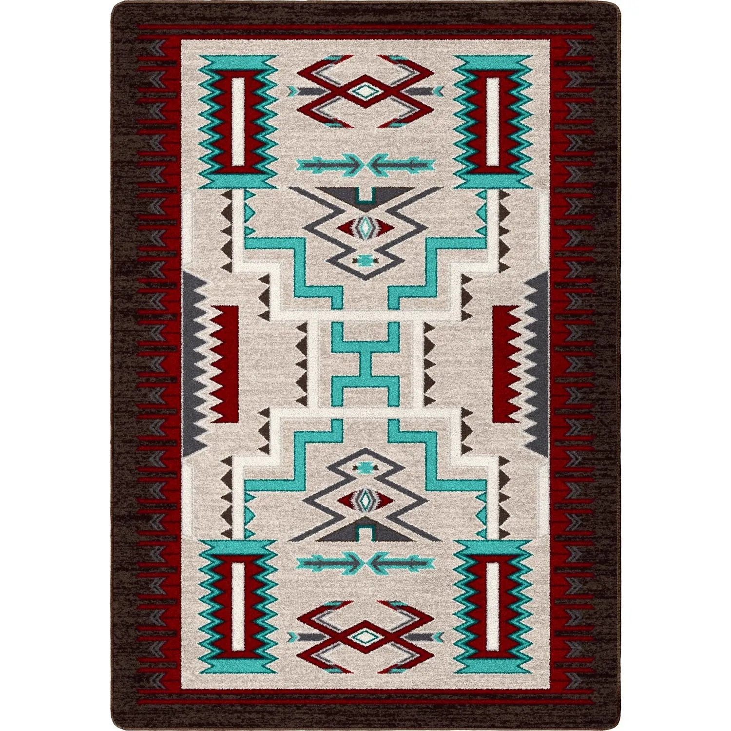 Prairie Wind Area Rug / Turquoise & Red