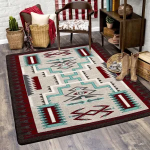 Prairie Wind Area Rug / Turquoise & Red serving tray, cheese board