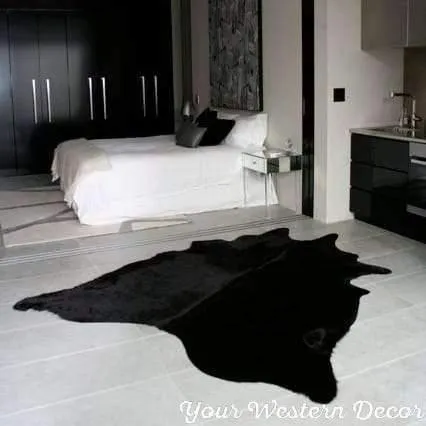 Premium Black Brazilian Cowhide Rug