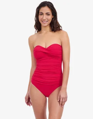 Profile Tutti Frutti Bandeau Swimsuit - Rose Red