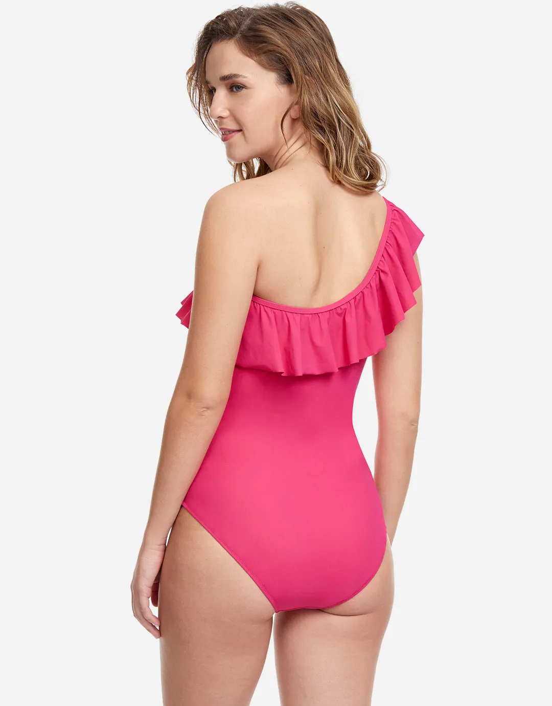Profile Tutti Frutti Ruffle One Shoulder Swimsuit - Rose