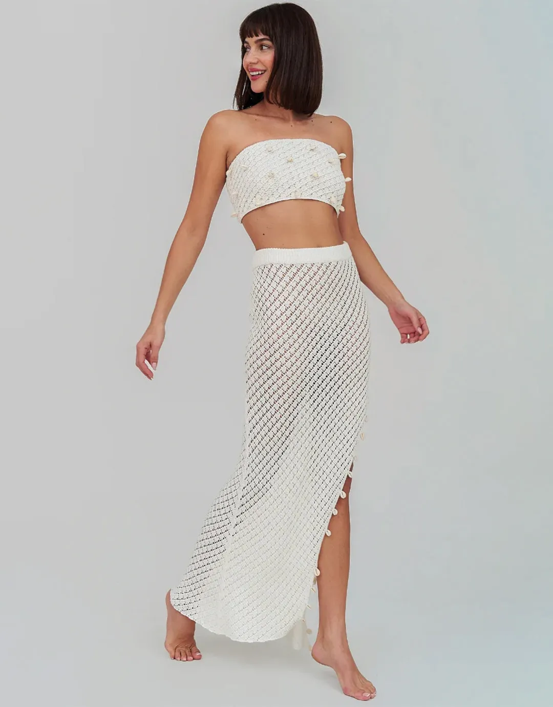 Puka Shell Crochet Top - Ecru