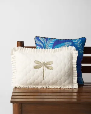 Quilted Dragonfly Cushion Cover - Ivory accent chair, modern chair