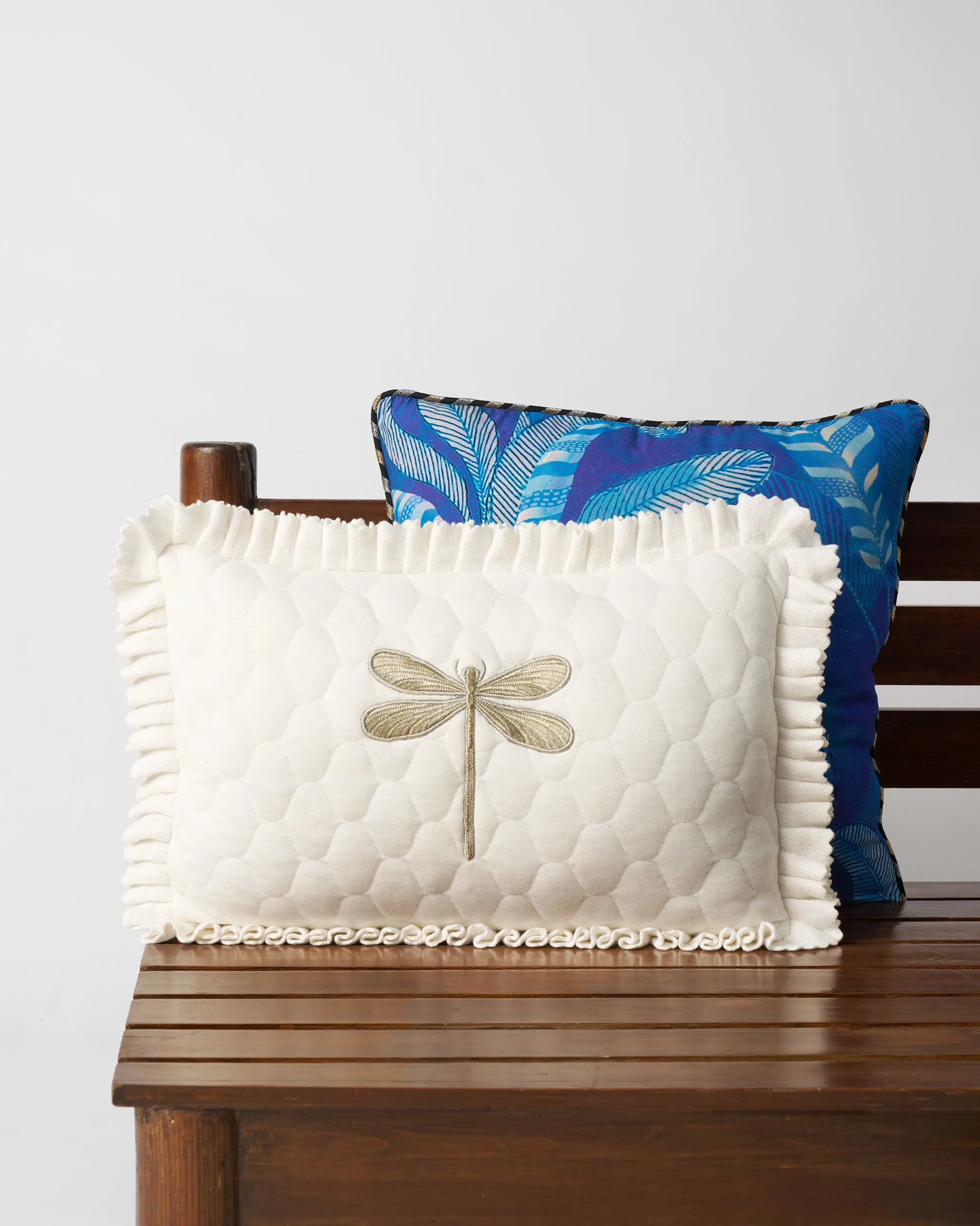 Quilted Dragonfly Cushion Cover - Ivory accent chair, modern chair