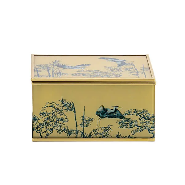 Radiant Gold Glass Jewellery Box Majestic Heron Design